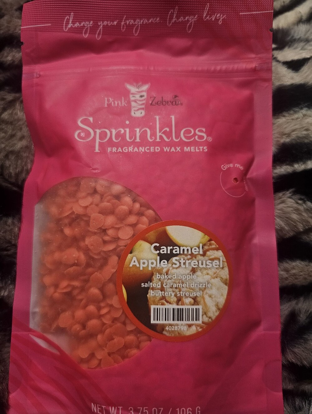 Pink Zebra Caramel Apple Streusel Corp. Bag 3.75oz New